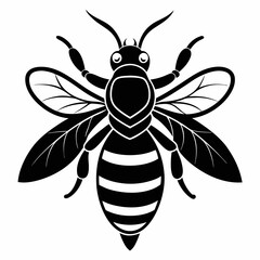 Bee vector silhouette black design white background