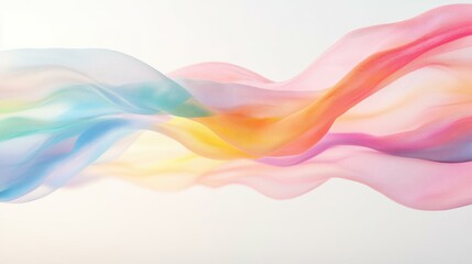 Obraz premium Pastel Swirl of Sheer Fabric Waves Serene Color Transitions in Soft Light on a Bright Background