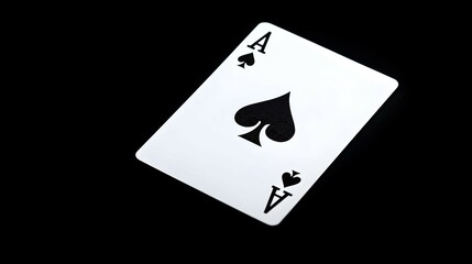 Ace of Spades Playing Card on Black Background