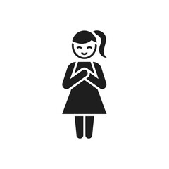 Smiling Girl Hands Together Icon