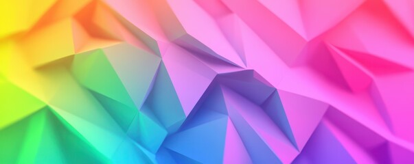 Fototapeta premium Vivid Abstract Polygon Mesh Rainbow Gradient Background for Digital Design Applications