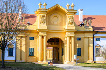 Fototapeta premium Lednice Castle complex, UNESCO World Heritage site in the South Moravia region in Lednice, Czech Republic