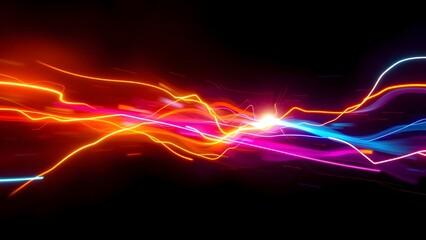 Dynamic Electric Energy Waves in Yellow, Cyan, and Magenta