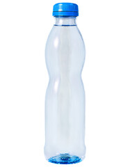 Fototapeta premium Transparent Plastic Bottle with Blue Cap on a Clear Background