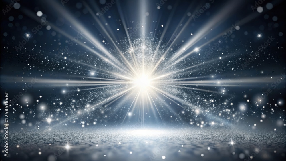 Fototapete a radiant burst of light explodes from a central point, illuminating a snowy landscape with sparklin