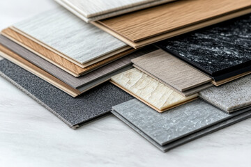 Obraz premium A collection of various flooring samples showcasing different textures and colors.
