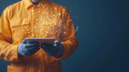 Worker testing sensors with AIassisted diagnostics, hightech and efficient process