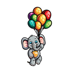 Create a cheerful cartoon elephant with comically oversized ears, a playful smile, and bright, expressive eyes.  Include vibrant colors.