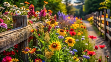 Vibrant Wildflower Meadow: Close-up Floral Texture & Gardening Details