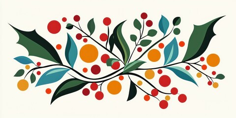 A playful holly vector design with bold lines and vibrant colors, suitable for logos or web graphics.
