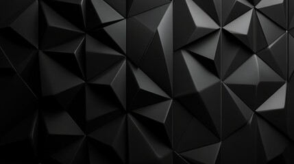 Naklejka premium Triangular tiles in matte black with slight details in shadows, generative ai