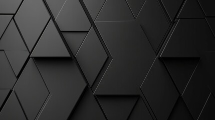 Fototapeta premium Triangular tiles in matte black with slight details in shadows, generative ai