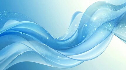 Abstract blue wave flowing, light sparkles, gradient background, website banner