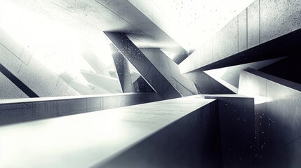 Abstract Concrete Architectural Design: Geometric Forms and Light