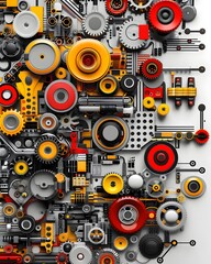 Obraz premium Interconnected Smart Manufacturing Illustrating Automation and Data Analytics for Optimized Production