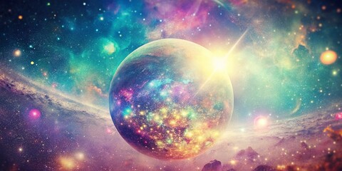 Fototapeta premium Vintage Galaxy Glitter: Cosmic Dust Sparkle Texture - Retro Manga Style Stock Photo