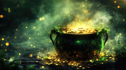 Vibrant Pot of Gold with Glowing Edges