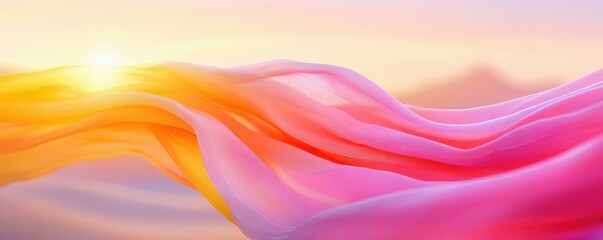 Gradient Silk Fabric Waves at Sunrise
