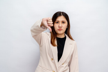 A business woman expressing dissatisfaction