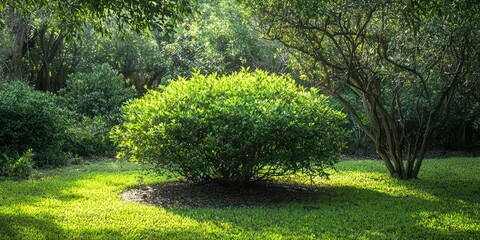 A Yaupon holly bush growing in a natural setting, surrounded by greenery.