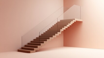 Modern Minimalist Staircase Design: A Peach-Colored Ascent