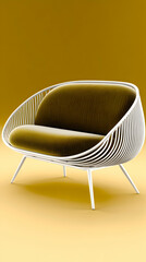 Modern Minimalist Sofa, Stylish Yellow Upholstery & White Frame Design for Elegant Living Room Decor.  Comfort meets contemporary style.
