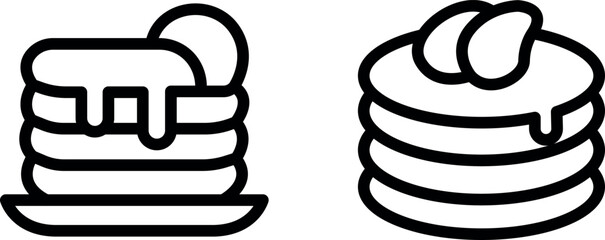 Breakfast Pancakes Icon Design Vector Symbol Set – Morning Meal and Sweet Treat Graphics