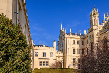 Lednice Castle complex, UNESCO World Heritage site in the South Moravia region in Lednice, Czech...
