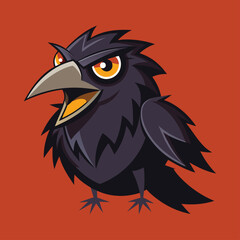 color angry Crow cartoon illustration
