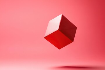 red gift box floating in the air, solid color background, minimalism,