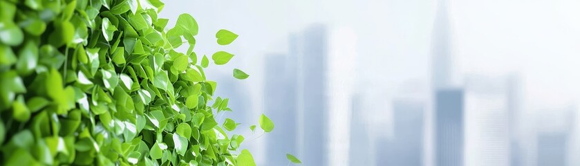 Obraz premium Nature's serenity lush greenery in urban landscape city background peaceful atmosphere close-up view harmony concept