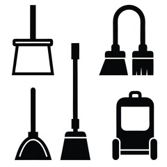 Household Cleaning Items Silhouettes for Design Projects