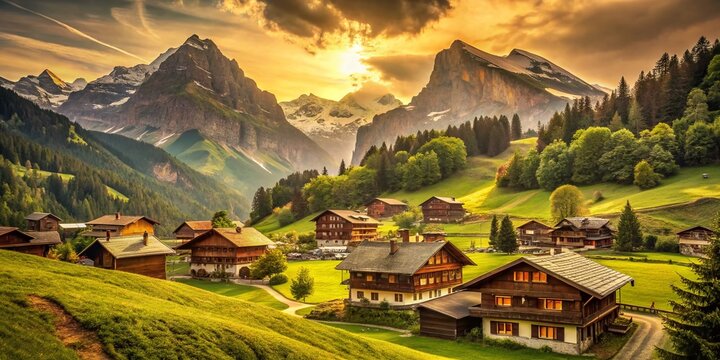Vintage Postcard: Rottenbriggen Village, Upper Valais, Switzerland - Scenic Swiss Alps Mountain Village