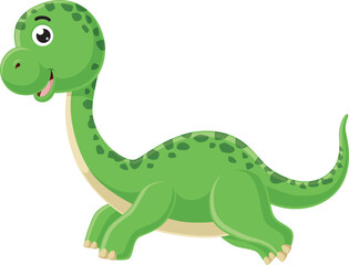 Happy brontosaurus cartoon on white background
