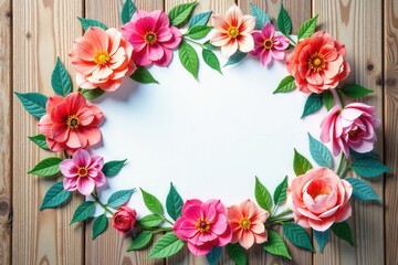 Watercolor floral wreath on a wooden background , art, wreath, flowers