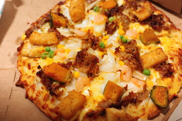 Delicious and tasty pizza close-up