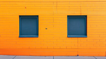 Orange brick wall with bold, clean lines, vibrant tones generative ai