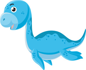 Cartoon of plesiosaurus on a white background