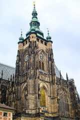 Obraz premium Facade of the St. Vitus Cathedral in the Prague Castle complex in Prague, Czech Republic