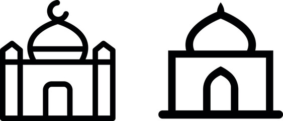 Mosque Symbol Vector Icon Set