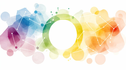 Abstract Watercolor Rainbow Network:  Circular Design Connects Diverse Hues Harmoniously