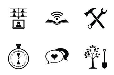 Education Icons Set, Vector Silhouette Pack Design for Learning and Academic Symbols