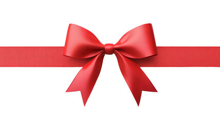 Perfectly tied glossy red gift bow with ribbon ends, ideal for celebrations