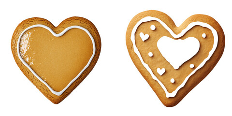 Fototapeta premium Set of a Gingerbread Heart, isolated on white background.