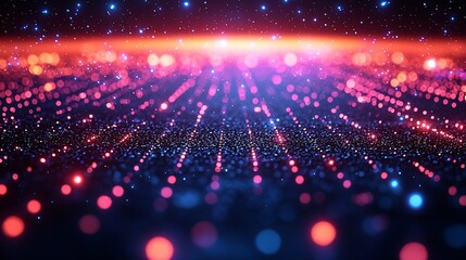 Fototapeta premium Vibrant abstract digital landscape with glowing particles, creating a mesmerizing depth effect