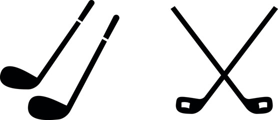 Pair of Iron or Wedge Golf Club Symbol Vector Icon Set