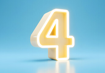 Obraz premium 3d render of number 4 blue background
