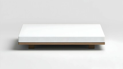White Rectangular Display Platform With Light Brown Base