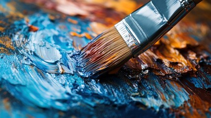Fototapeta premium Brushstrokes of vibrant blue orange paint artistry