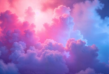 Fototapeta premium Soft clouds abstract background featuring a blend of pastel colors including pink, purple, and light blue, with wispy, cloud-like textures creating a dreamy effect